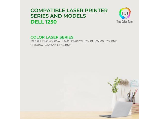 True Color Toner 1250 Cyan Toner Cartridge - Premium Compatible Replacement for Dell 331-0777 Cyan Works With Dell 1250 1350CNW 1355CN 1355CNW...
