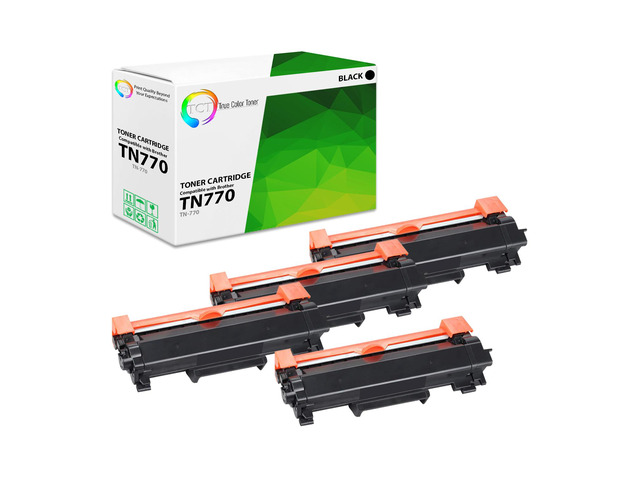 True Color Toner TN770 Toner Cartridge 4 Pack - Premium Compatible Replacement for Brother TN-770 TN770 Black Super High Yield Works With Brother...