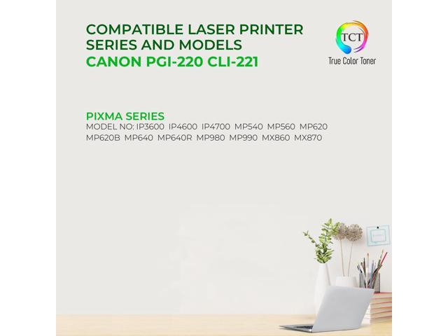 TCT PGI220-CLI221 Ink Cartridge 5 Pack - Premium Compatible Replacement for Canon PGI220PB CLI221B CLI221C CLI221M CLI221Y Works With Canon Pixma...