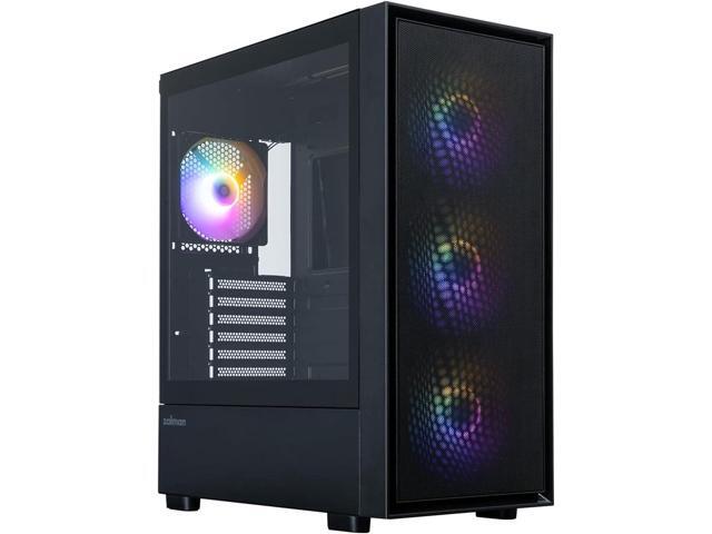 Zalman S6 Black ATX Mid-Tower PC Case with High Airflow Mesh Front Panel, 4 Pre-Installed Fixed RGB Fans, Tool-Free Tempered Glass Side Panel, USB...