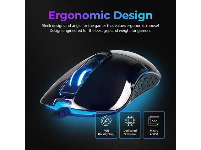 Zalman GM5 RGB Gaming Mouse, 4,000 DPI with High Performance Sensor, RGB LED Backlighting, Ergonomic Design for Gamers, Pixart A3050, Up to 1,000Hz