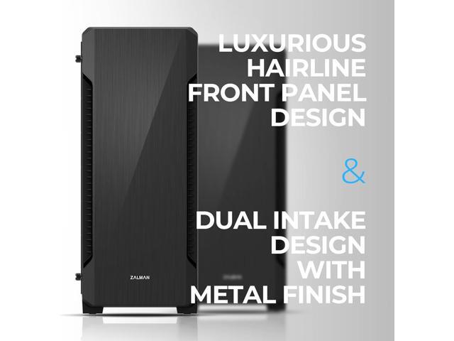 Zalman S3 ATX Mid Tower Desktop PC Case, 3 x 120mm Fans included, Premium Brushed Metal with Dual Intake Front & Tinted Acrylic Side Panel, USB 3.0