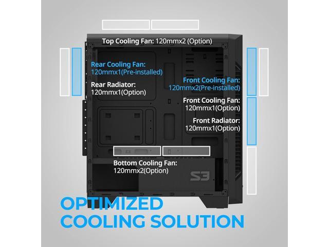 Zalman S3 ATX Mid Tower Desktop PC Case, 3 x 120mm Fans included, Premium Brushed Metal with Dual Intake Front & Tinted Acrylic Side Panel, USB 3.0
