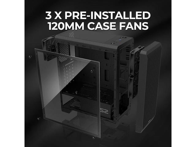 Zalman S2 TG ATX Mid Tower Desktop PC Case, 3 x 120mm Fans included, Full Mesh Front Panel for High Airflow, Full Tinted Tempered Glass Side Panel,...