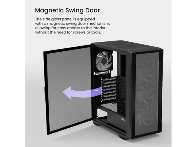 Zalman i3 NEO TG ATX Gaming PC Case, Includes 4 x 120mm Infinity Mirror ARGB Fans, Tempered Glass Front & Side Panel, Premium Mid-Tower Chassis, Black