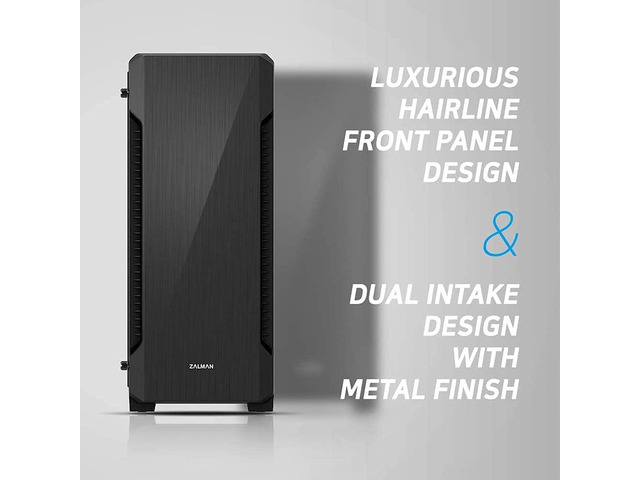 Zalman S3 TG ATX Mid Tower Desktop PC Case, 3 x 120mm Fans included, Full Tempered Glass Side Panel, USB 3.0