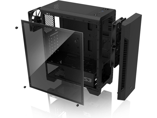 Zalman S3 TG ATX Mid Tower Desktop PC Case, 3 x 120mm Fans included, Full Tempered Glass Side Panel, USB 3.0