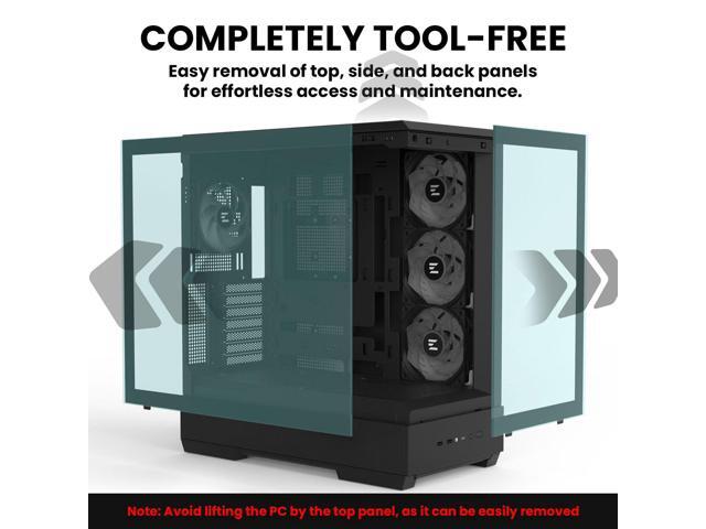 Zalman P50 ATX Mid-Tower Premium PC Case - Panoramic Tempered Glass, Hinged Cable Management Doors, BTF Back-Connect Motherboard Compatible, Black...