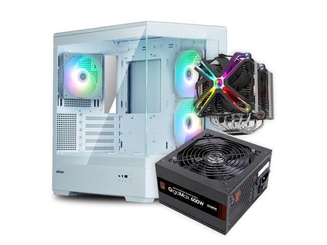 Zalman Case Cooler PSU Combo - Zalman P30 White Panoramic MATX PC Case + CNPS20X 300W TDP Extreme Performance CPU Cooler + Gigamax 600W 80+ Plus...