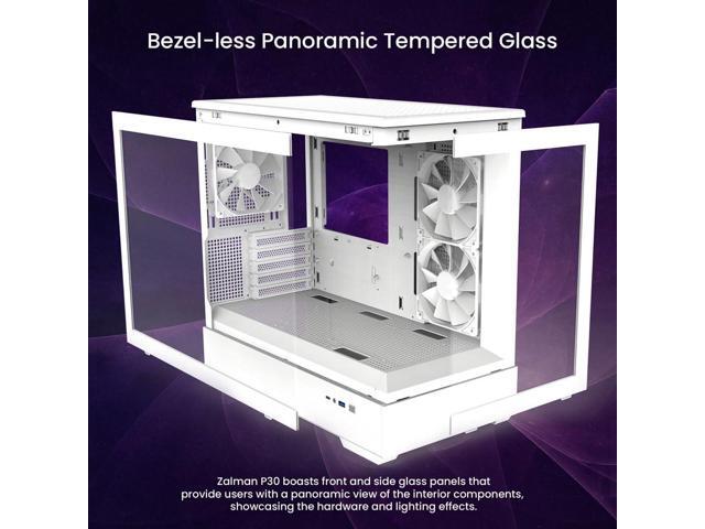 Zalman Case Cooler PSU Combo - Zalman P30 White MATX Mini-Tower PC Case + 9X Performa Plus White 180W TDP CPU Cooler + Gigamax 600W 80+ Plus Bronze...