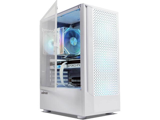 PC Builder Bundle - Zalman PC Case with PSU Combo - Fit ATX Mid-Tower PC Case, White 4 x 120mm ARGB fan, with 80 Plus Bronze 600W Power Supply