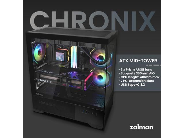 PC Builder Bundle - Zalman PC Case with PSU Combo - Chronix ATX Gaming PC Case, Black - 3 x 120mm ARGB Fans with 80 Plus Bronze 700W Power Supply