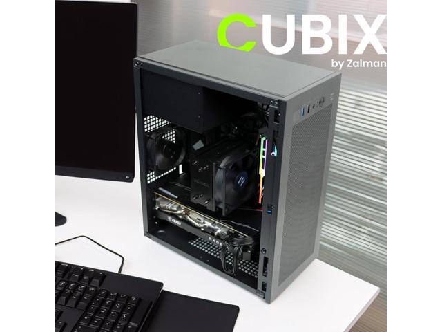 PC Builder Bundle - Zalman PC Case with PSU Combo - Cubix Compact m-ATX ITX PC Case for Workstation, Black with 80 Plus Bronze 600W Power Supply
