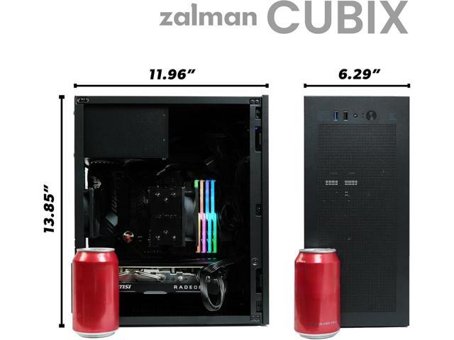 PC Builder Bundle - Zalman PC Case with PSU Combo - Cubix Compact m-ATX ITX PC Case for Workstation, Black with 80 Plus Bronze 600W Power Supply