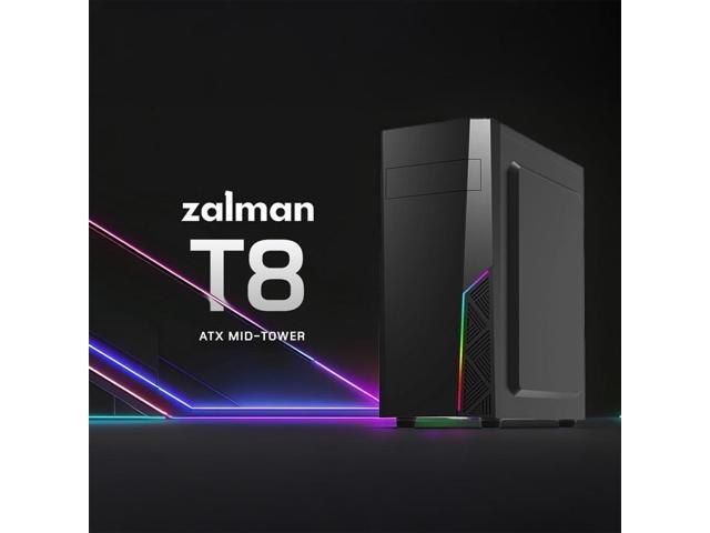 PC Builder Bundle - Zalman PC Case with PSU Combo - T8 ATX Mid-Tower PC Case Spectrum RGB Front Panel Strip 1 x 120mm Non-RGB Rear Fan, with 80...