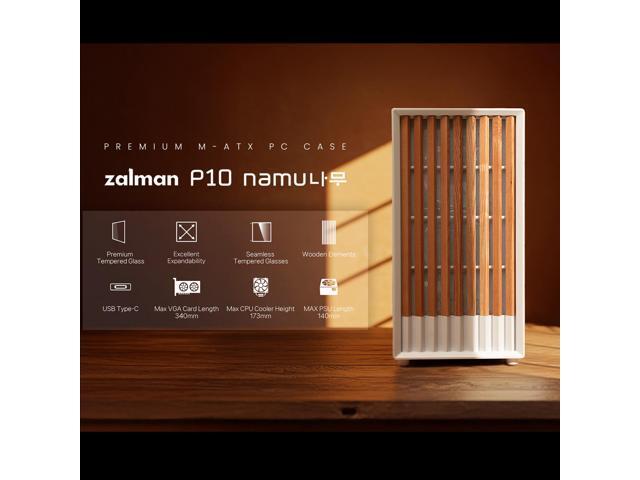 Zalman P10 NAMU mATX Mini Tower PC Case - 3 x 120mm Fans Preinstalled, Genuine Walnut Wood Front Panel, Tempered Glass Side Panel, Type-C, M-ATX /...