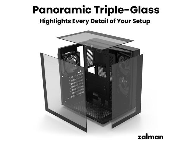 Zalman ZQBE ATX-Mid Tower Gaming PC Case - 3 x 120mm PWM ARGB Fans with Multi-Port PWM Hub/ARGB Controller Included, Three-Sided Full Panoramic...