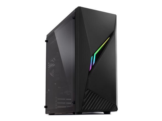 Zalman Raven ATX Mid-Tower Gaming PC Case, RGB Spectrum Lighting Strip w/ Control Button, 1 x Preinstalled 120mm Fan, Full Tinted Tempered Glass... Case