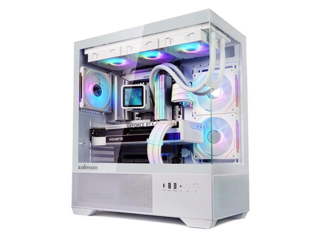 Zalman CHRONIX ATX Mid-Tower PC Case, 3 x PWM ARGB Fans with 6-Channel ARGB PWM Hub, USB Type-C, Supports 360mm Radiator, Up to 410mm GPU, White Case