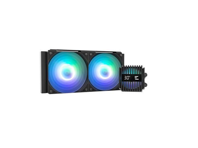 Zalman Alpha 2 V2 240 AIO Liquid CPU Cooler, Real-Time CPU Temperature Display, PWM ARGB Fans, AMD AM5/AM4, Intel LGA1851/1700, Black