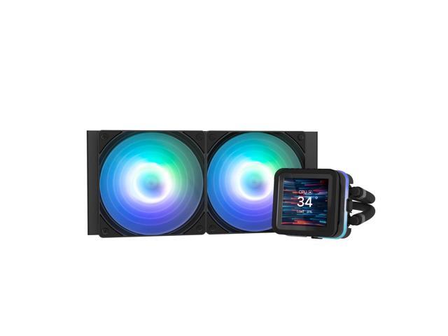 Zalman Alpha 2 DS 240 AIO Liquid CPU Cooler, Customizable 2.73' LCD Display, PWM ARGB Fans, AMD AM5/AM4, Intel LGA1851/1700, Black