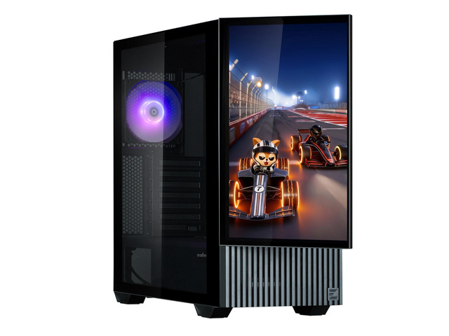 Zalman Z10 DS ATX Mid-Tower Premium Desktop PC Case with Built-in 15.6' Full HD Display Monitor, 3x 120mm Fans, Supports 360mm Radiator, 395mm GPU...