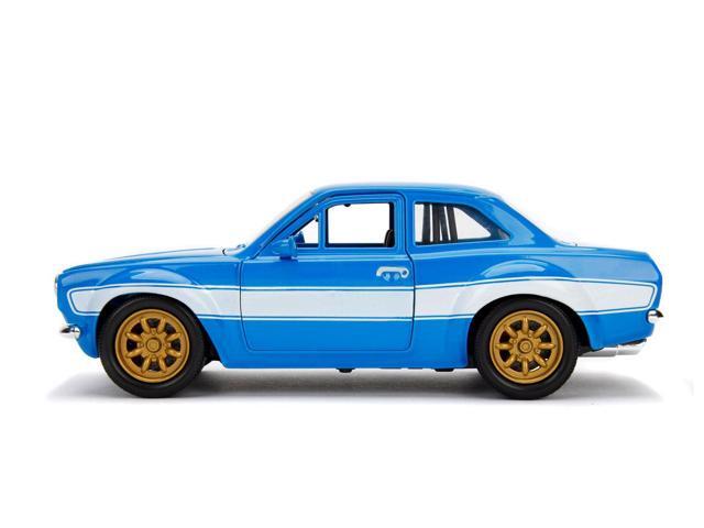 1970 brian's ford escort blue with white stripes fast & furious movie 1/24 diecast model car by jada 99572
