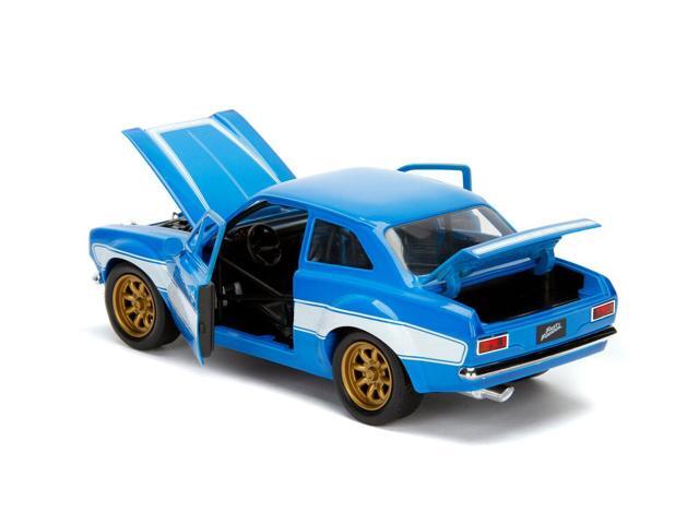 1970 brian's ford escort blue with white stripes fast & furious movie 1/24 diecast model car by jada 99572