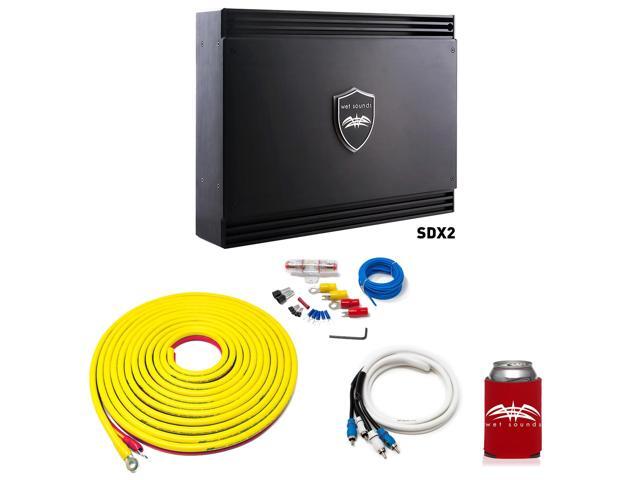Wet Sounds Sinister SDX2 2-Channel Amplifier & Stinger 7-Meter 4-Gauge Amplifier Wiring Kit w/ RCAs