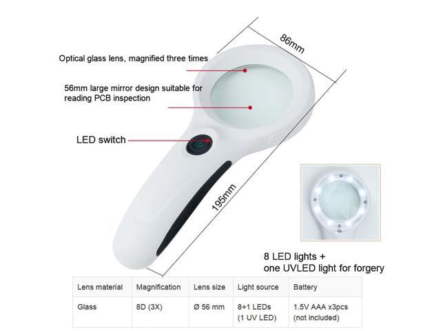 Pro'sKit MA-019 3X Mini Pocket LED Lights Handheld Magnifying Glass For Can Be Check Reading A Newspaper