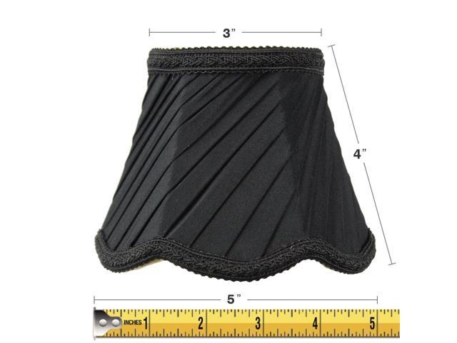 3x5x4 Pleated Scallop Clip-on Candelabra Lampshade Black Fabric