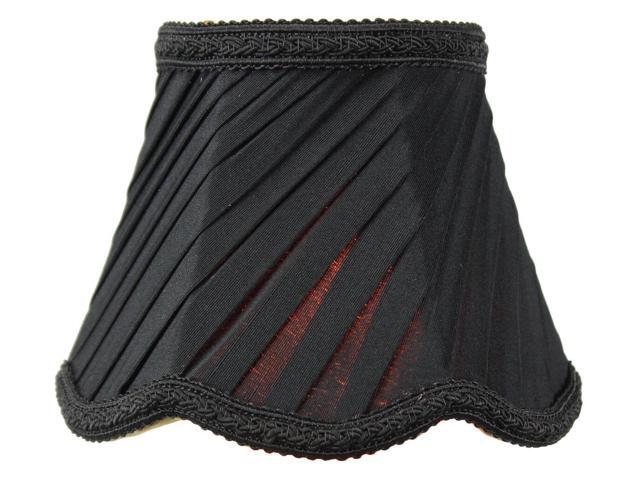 3x5x4 Pleated Scallop Clip-on Candelabra Lampshade Black Fabric