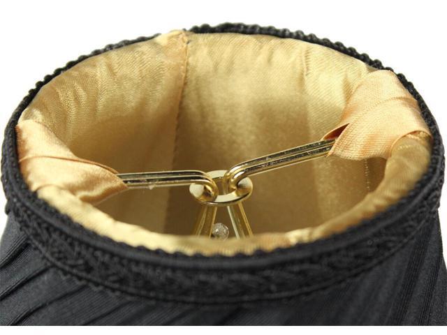 3x5x4 Pleated Scallop Clip-on Candelabra Lampshade Black Fabric