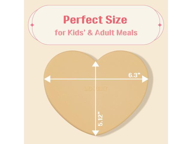 LOVEAT Heart Baby Lunch Box 15.2 fl oz (450 ml) Silicone Suction Divided Plate for Toddlers and Kids, BPA Free Feeding Dish with Lid, Microwave...
