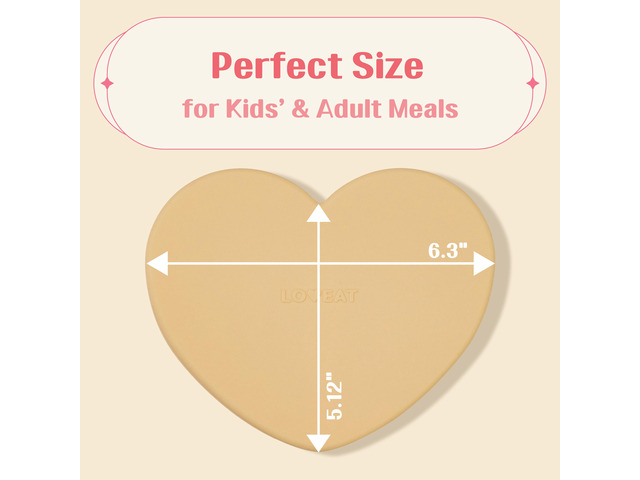 LOVEAT Heart Baby Lunch Box 15.2 fl oz (450 ml) Silicone Suction Divided Plate for Toddlers and Kids, BPA Free Feeding Dish with Lid, Microwave...