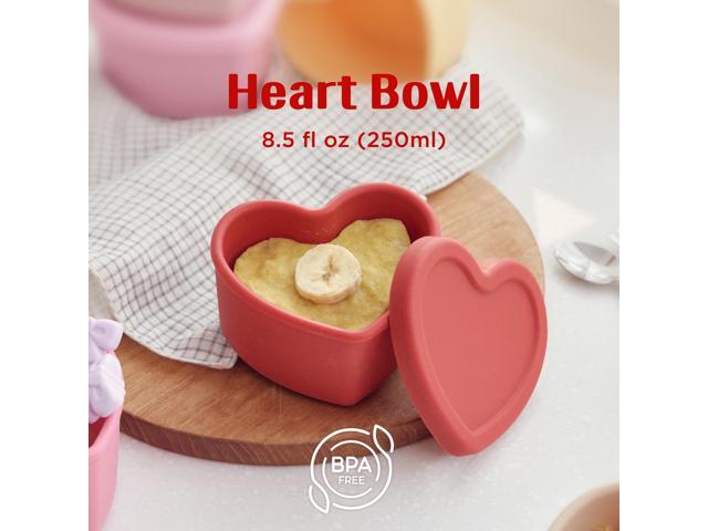 LOVEAT Heart Bowl 8.5 fl oz (250ml) Patented Leak-Proof Baby Food Storage Container, Microwave Freezer and Oven Safe, BPA-Free for Weaning and...
