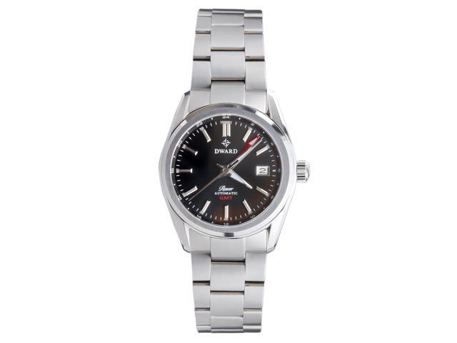 DWARD GMT Rover Automatic Watch with Dual Time Zone Function Sapphire Crystal, 316L Stainless Steel (Black Granite)