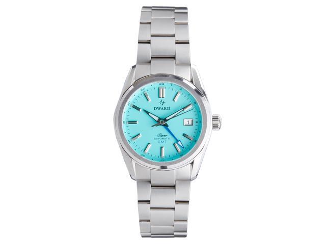 DWARD GMT Rover Automatic Watch with Dual Time Zone Function Sapphire Crystal, 316L Stainless Steel (Mint Sky)
