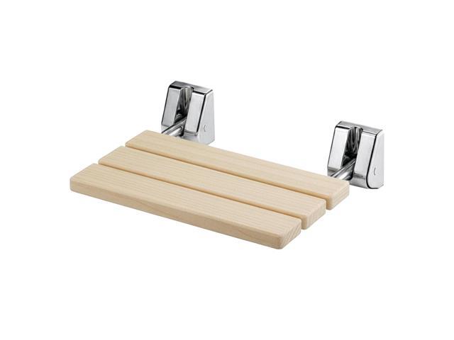 Bathroom Folding Shower Chair Wall Mounted, Space-Saving Design, Hinoki Wood Seat, Aluminum Alloy Frame, Supports up to 350 lbs (160 kg) Luxury...