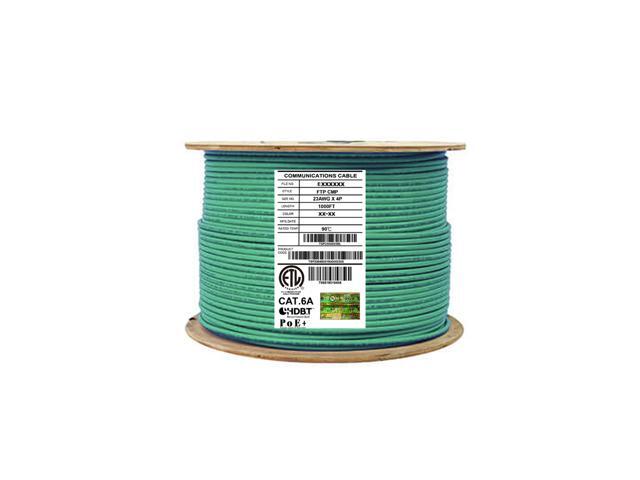 Elite Cat6a Shielded Plenum (CMP), 1000ft, 650MHz, 23AWG, F/UTP, Solid Pure Copper, 10Gb, UL Certified, UL-LP Certification, Bulk Ethernet Cable...