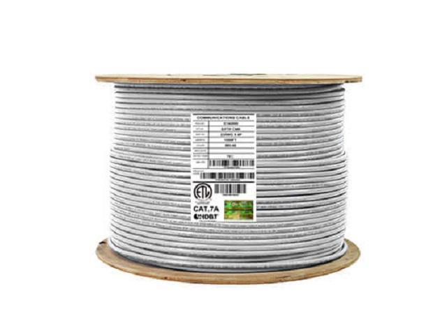 Elite Cat7a Shielded Plenum (CMP), 1000ft, 1000MHz, 22AWG, S/FTP, Solid Bare Copper, UL Certified, Bulk Ethernet Cable Reel, White