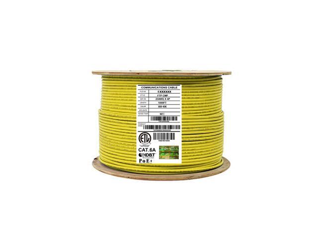 Elite Cat6a Shielded Plenum (CMP), 1000ft, 650MHz, 23AWG, F/UTP, Solid Pure Copper, 10Gb, UL Certified, UL-LP Certification, Bulk Ethernet Cable...