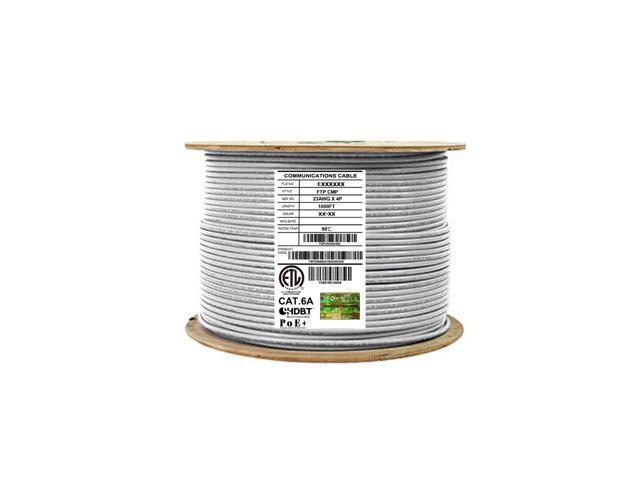 Elite Cat6a Shielded Plenum (CMP), 1000ft, 650MHz, 23AWG, F/UTP, Solid Pure Copper, 10Gb, UL Certified, UL-LP Certification, Bulk Ethernet Cable...