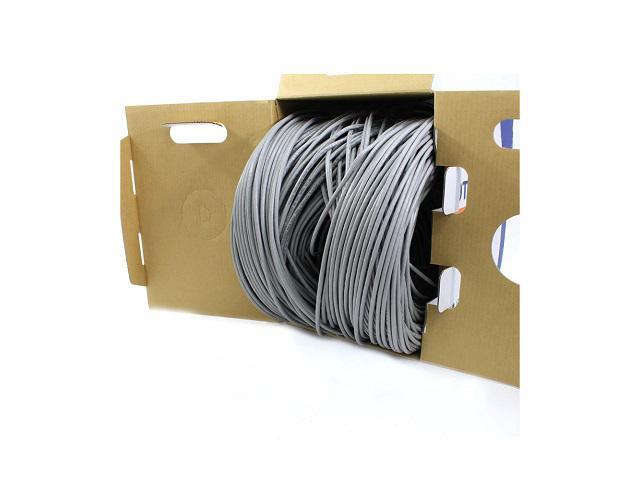 Elite Cat5e Plenum (CMP), 1000ft, 350MHz, 24AWG, U/UTP, Solid Pure Copper, UL Certified, Bulk Ethernet Cable, Gray