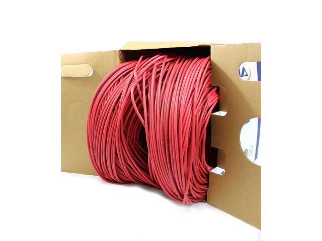 Elite Cat5e Plenum (CMP), 1000ft, 350MHz, 24AWG, U/UTP, Solid Pure Copper, UL Certified, Bulk Ethernet Cable, Red