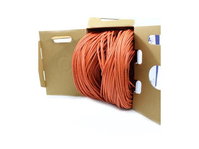 Elite Cat5e Plenum (CMP), 1000ft, 350MHz, 24AWG, U/UTP, Solid Pure Copper, UL Certified, Bulk Ethernet Cable, Orange
