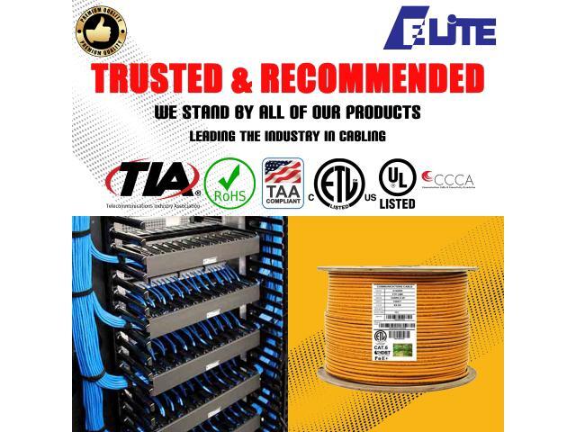 Elite Cat6 Stranded (CM), 1000ft, 400MHz, 26AWG, F/UTP, Bare Copper, UL Certified, Bulk Ethernet Cable Reel, Orange