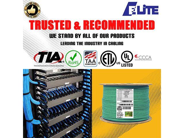 Elite Cat6 Shielded Riser (CMR), 1000ft, 550MHz, 23AWG, F/UTP, Solid Bare Copper, UL Certified, UL-LP Certification, Bulk Ethernet Cable Reel, Green