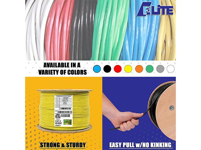 Elite Cat6 Shielded Riser (CMR), 1000ft, 550MHz, 23AWG, F/UTP, Solid Bare Copper, UL Certified, UL-LP Certification, Bulk Ethernet Cable Reel, Yellow