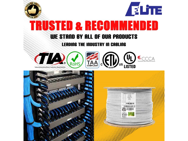 Elite Cat6 Stranded (CM), 1000ft, 400MHz, 26AWG, F/UTP, Bare Copper, UL Certified, Bulk Ethernet Cable Reel, White